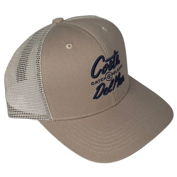 Costa Del Mar Trucker Hat Snapback Tan Mesh Adjustable Fish Catch & Release NWT - Picture 2 of 8
